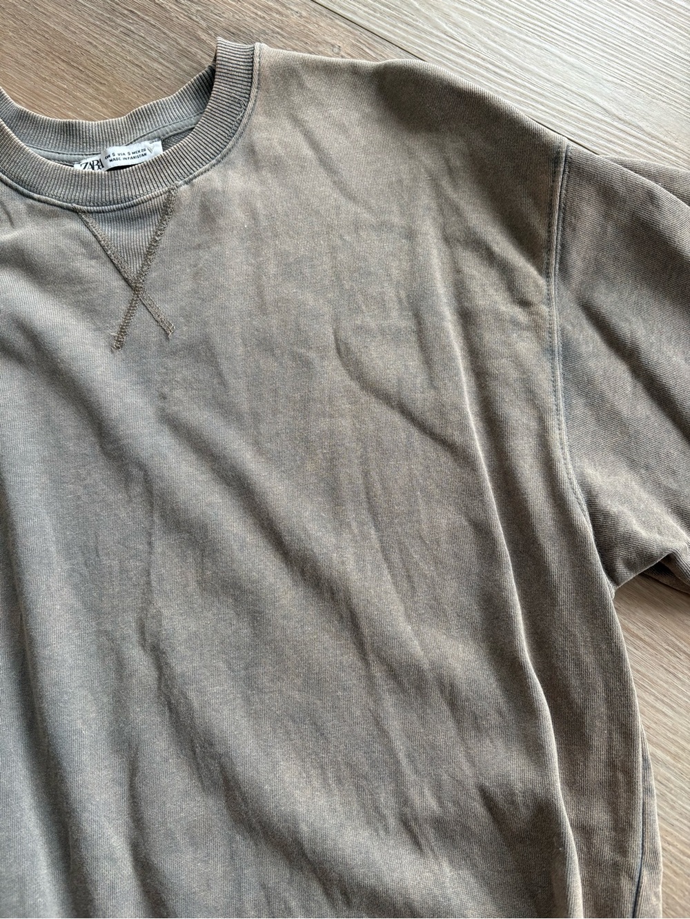 Zara Washed Short-Sleeve Tee - Brown - Picture 2 of 3